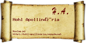 Hohl Apollinária névjegykártya